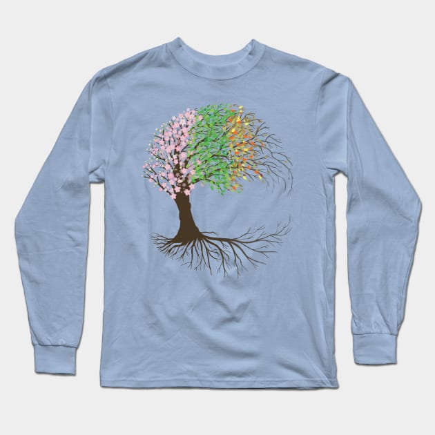 Tree of life four seasons version moon shaped Long Sleeve T-Shirt by Bwiselizzy